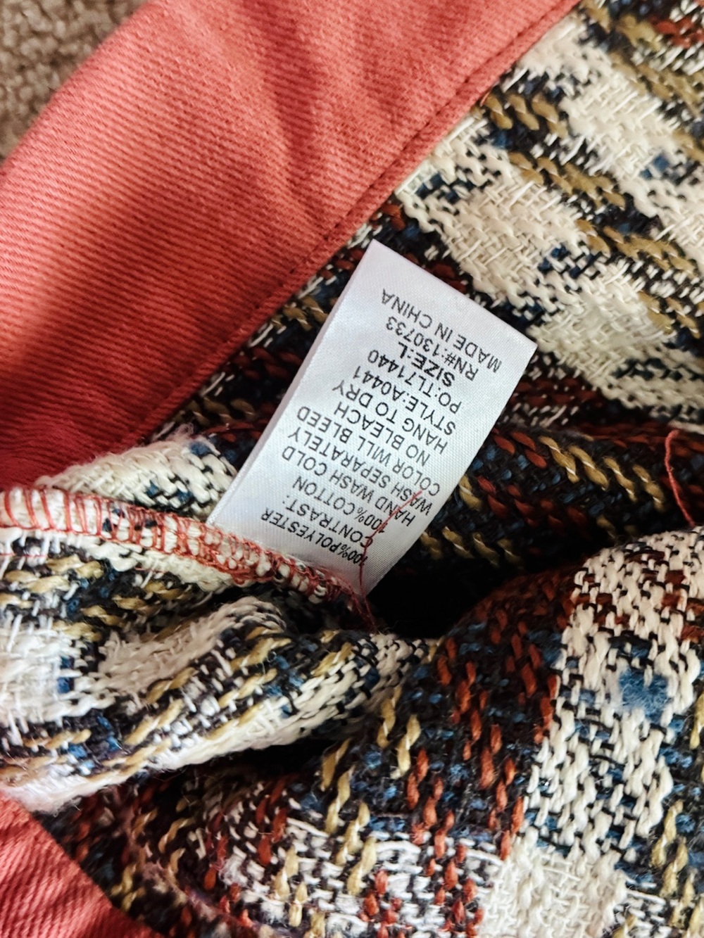 Umgee Plaid Mixed-Media Shacket in Rust - Picture 6 of 7